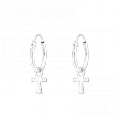 Cross - 925 Sterling Silver Children Hoops A4S43905