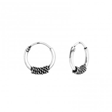 10mm Bali hoop - 925 Sterling Silver Ear Hoops A4S44996