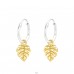 Two tone Monster Leaf - 925 Sterling Silver Ear Hoops A4S45064