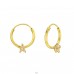 Star ziconia on golden hoops - 925 Sterling Silver Ear Hoops A4S45207