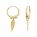 Golden Hanging Feather Bali - 925 Sterling Silver Ear Hoops A4S45411