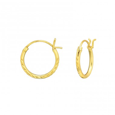 Diamond Cut 12mm hoop - 925 Sterling Silver Ear Hoops A4S46200