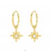 Golden Star with Crystal - 925 Sterling Silver Ear Hoops A4S46374