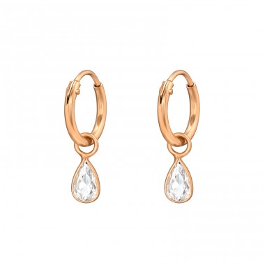 Hanging Teardrop - 925 Sterling Silver Ear Hoops A4S47024