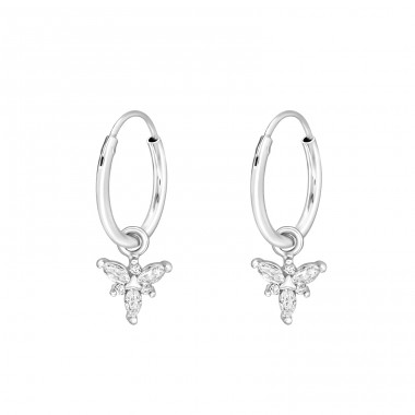 Flower - 925 Sterling Silver Ear Hoops A4S49736