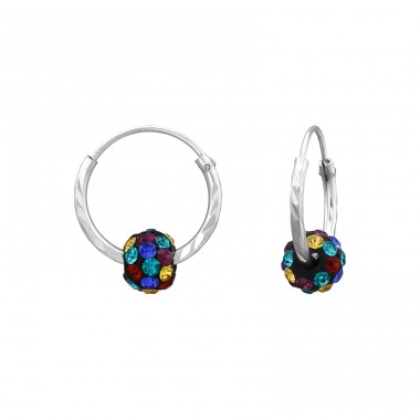 4.5 mm Rainbow Crystal Ball - 925 Sterling Silver Ear Hoops A4S50693