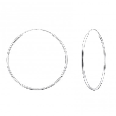 40mm Plain hoop - 925 Sterling Silver Ear Hoops A4S5691