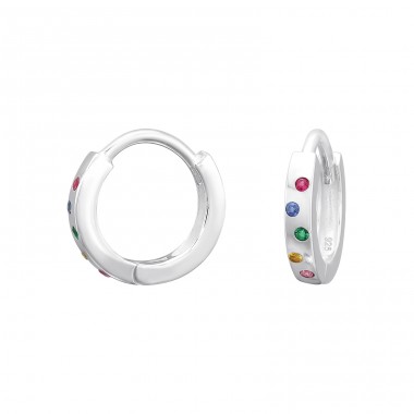 Cercei fatetati din argint cu zirconiu multicolor - Argint 925 Creole De Argint A4S45753