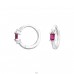 Circles with ruby - 925 Sterling Silver Huggies A4S47343