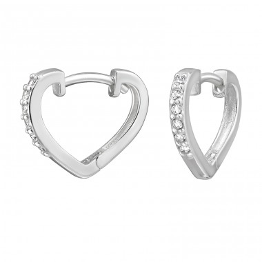 Heart with Zirconia - 925 Sterling Silver Huggies A4S49703