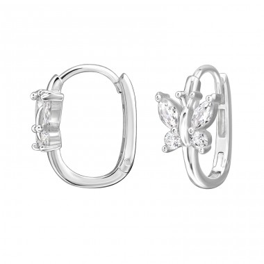 7mm Butterfly with Zirconia - 925 Sterling Silver Huggies A4S49704