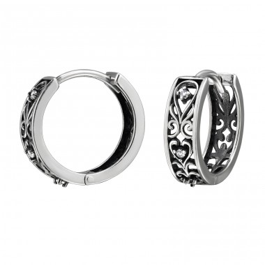 Filigree oxidované so zirkónmi - Šperkové Striebro 925 Huggies A4S49706