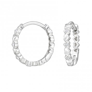 Heart with Zirconia - 925 Sterling Silver Huggies A4S50003