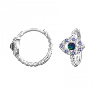 Evil Eye with Zirconia - 925 Sterling Silver Huggies A4S50112