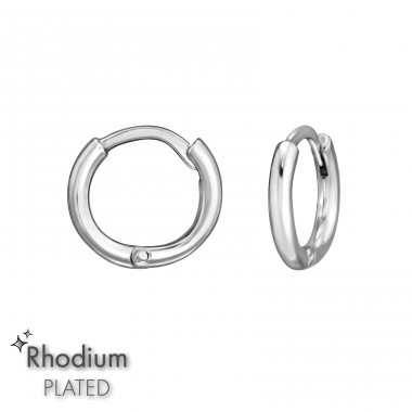 10 mm Rhodinierte Creolen - 925Er Silber Huggies A4S50211