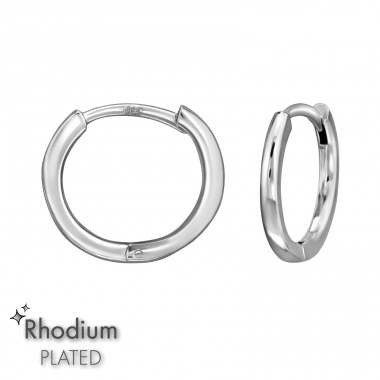 12 mm Rhodium Huggies  - 925 Sterling Silver Huggies A4S50214