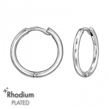 14 mm Krúžky ródiované - Šperkové Striebro 925 Huggies A4S50217