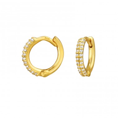 10 mm Golden Huggies with Zirconia - 925 Sterling Silver Huggies A4S50219