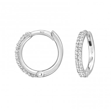 12 mm Creolen mit Zirkonia - 925Er Silber Huggies A4S50221