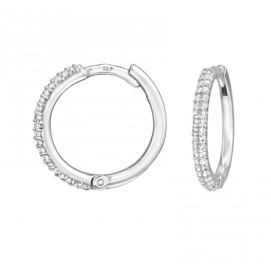 14 mm Huggies with Zirconia - 925 Sterling Silver Huggies A4S50224