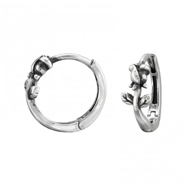 Oksydowany Kwiat Róży - Srebro Próby 925 Huggies A4S50313