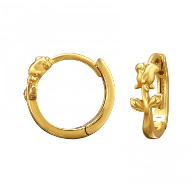 Pozłacany Kwiat Róży  - Srebro Próby 925 Huggies A4S50314