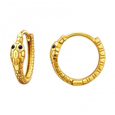 Pozlacené kroužky v dizajnu hada - Šperkovní Stříbro 925 Huggies A4S50625