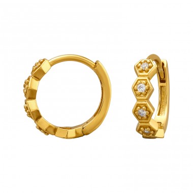 Pozłacane Okrągłe z Cyrkonią - Srebro Próby 925 Huggies A4S50655