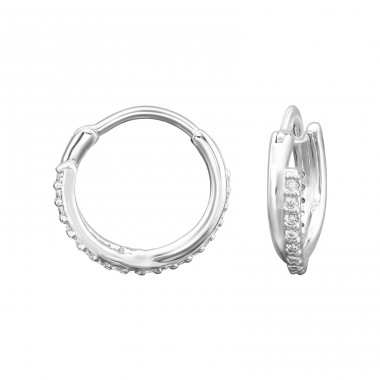 Intertwined Huggie with Zircons - 925 Sterling Silver Huggies A4S50724