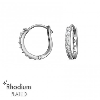 12 mm Huggie With Cut Out Hearts Rhodium Plated - 925 Sterling Silver Huggies A4S51204