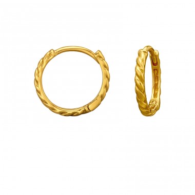 Twisted Wire Gold Plated - 925 Sterling Silver Huggies A4S51208