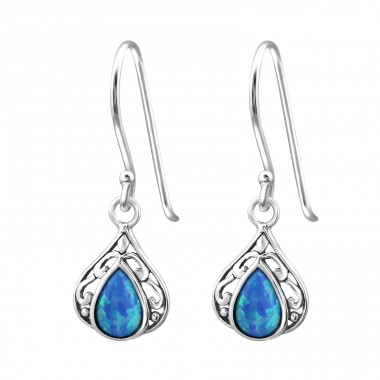 Tear Drop Opal - 925 Sterling Silver Earrings with semi-precious stones & Opal A4S23647