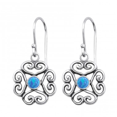 Flower Opal - 925 Sterling Silver Earrings with semi-precious stones & Opal A4S26809