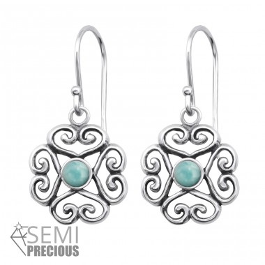 Filigran - 925er Silber Ohrringe mit Halbedelsteinen & Opal A4S30295