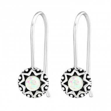 Oxidiert - 925er Silber Ohrringe mit Halbedelsteinen & Opal A4S37967