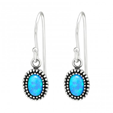 Ovaler Blauer Opal - Ohrringe aus 925er Sterlingsilber mit Halbedelsteinen und Opal A4S41034