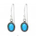 Blue Opal in oval shape - 925 Sterling Silver Earrings With Semi-Precious Stones & Opal A4S41034
