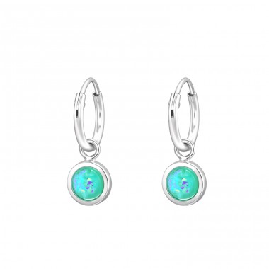 Synthetischer Opal baumeln - Ohrringe aus 925er Sterlingsilber mit Halbedelstein und Opal A4S43114