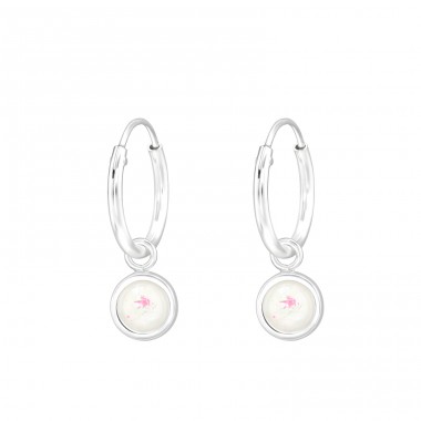 Hanging Synthetic Opal - 925 Sterling Silver Earrings with semi-precious stones & Opal A4S43828