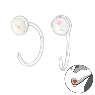 Runder Opal mit Haken – Ohrringe aus 925er Sterlingsilber mit Halbedelstein und Opal A4S44169