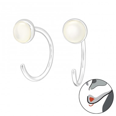 Halbkreis mit Halbedelstein - Schmuck Silber 925 Ohrringe mit Halbedelstein & Opal A4S44675
