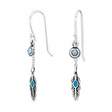 Feder mit Opal - 925Er Silber Ohrringe Mit Halbedelsteinen & Opal A4S47068