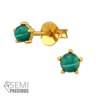 Rund mit Opal, Vergoldet, - 925Er Silber Ohrringe Mit Halbedelsteinen & Opal A4S50672