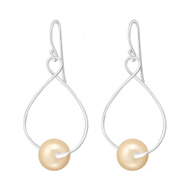Dangle - 925 Sterling Silver Earrings with Pearls A4S18847