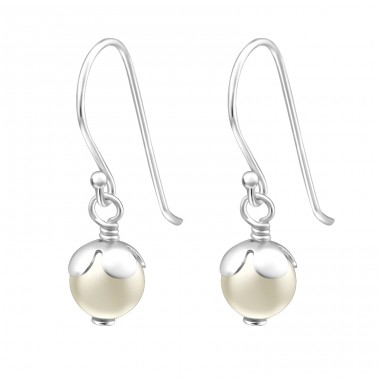 Round   With Genuine European Crystals - 925 Sterling Silver Lacrystale Silver Earrings A4S24231