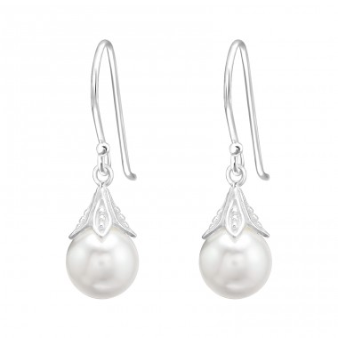 Round 8mm pearl - 925 Sterling Silver Earrings With Pearls A4S44323