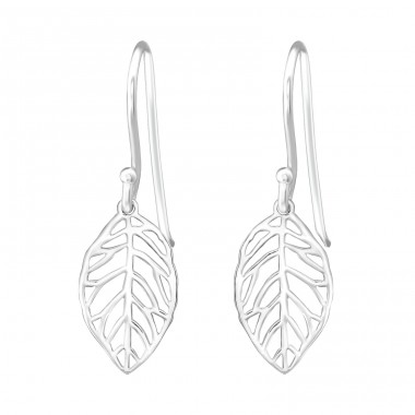 Silbernes Blatt - 925er Silber Glatte Ohrringe A4S20113