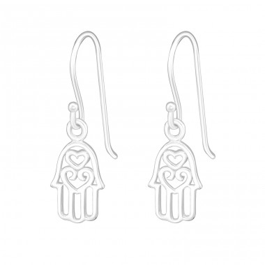 Strieborný Hamsa - Striebro 925 Náušnice bez kameňov A4S21867