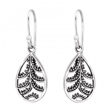 Patterned Drop Bali - 925 Sterling Silver Plain Earrings A4S30070