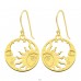 Golden Moon And Sun - 925 Sterling Silver Plain Earrings A4S40579